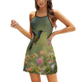 Robe d'été pour femme Hummingbird, mini-robe décontractée à bretelles spaghetti ajustables, robe de plage